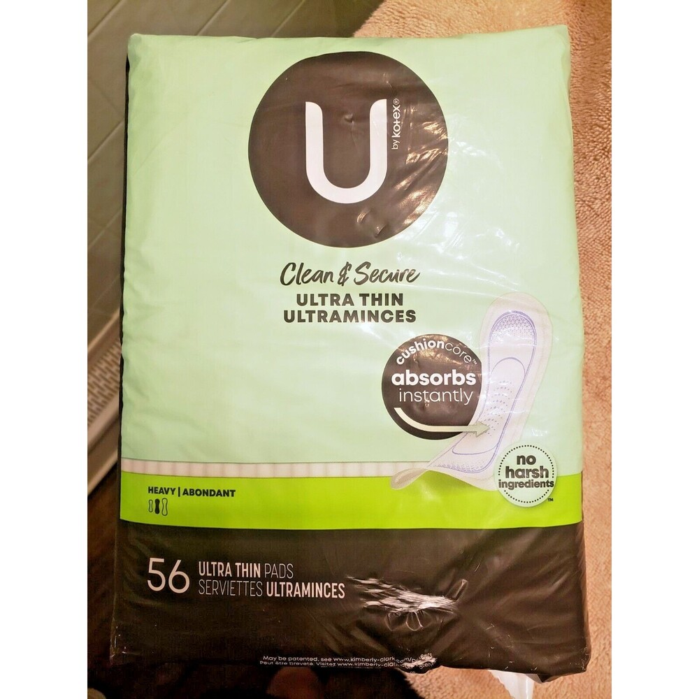 U by Kotex Clean & Secure Ultra Thin Pads, Heavy Absorbency, 56 Count